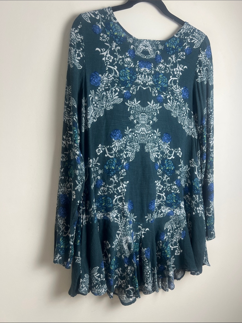 Free People Small Smooth Talker Long Sleeve Tunic Mini Dress In Emerald Green - Picture 3 of 9